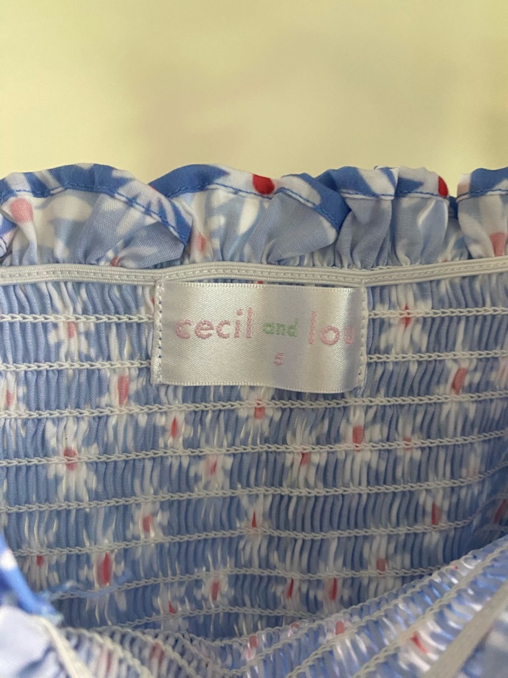 Cecil and Lou Blue Daisy Smocked Tie Shoulders Sun Dress 5t - Picture 10 of 12